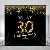 Lofaris Ribbons Leopard Black Custom 30th Birthday Backdrop